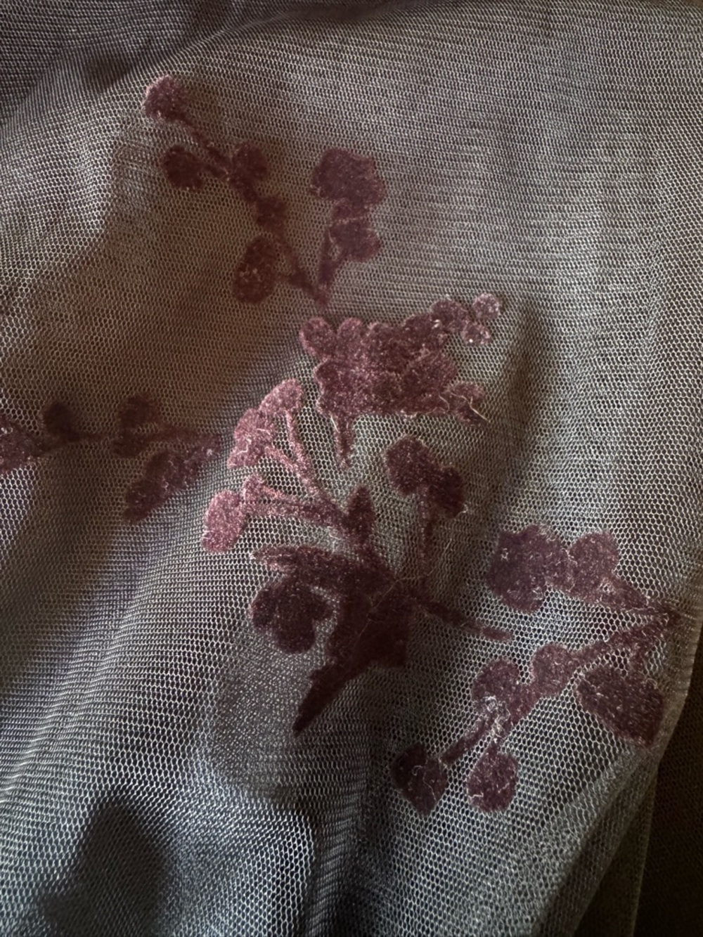 DR2 Black Wine colored velvet floral pattern Tulle Bell Midi Skirt Sz Large NWT - Picture 5 of 11